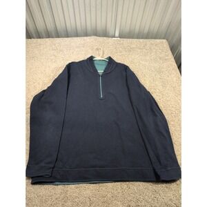 Duluth Trading Co Quarter Zip Pullover Sweatshirt Reversible Mens Navy Blue Teal